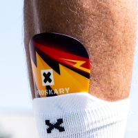 Proskary Comic Shin Pads Football Shin Pads Black-Orange 12x8 cm