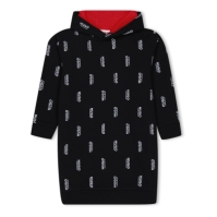 HUGO Logo Print Hooded Dress