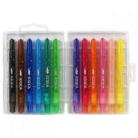 Set 12 Creioane Cerate Retractabile Colorate Cu Etui, Kidea