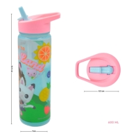 Gabbys Dollhouse Gabbys Dollhouse 600ml Water Bottle Flask With Straw