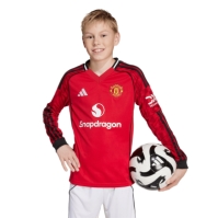 adidas Manchester United Long Sleeve Home Shirt 2025 2026 Juniors