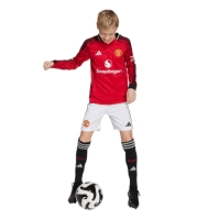 adidas Manchester United Long Sleeve Home Shirt 2025 2026 Juniors