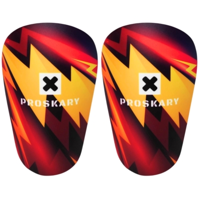 Proskary Comic Shin Pads Football Shin Pads Black-Orange 12x8 cm