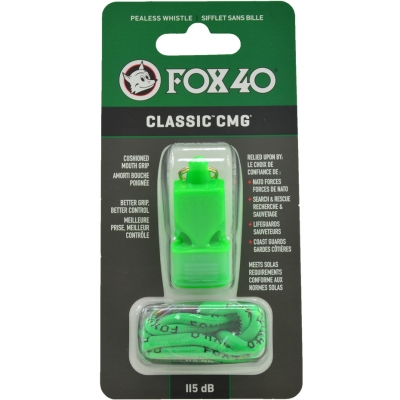 Whistle FOX 40 Classic CMG neon green with a string 9603-1408