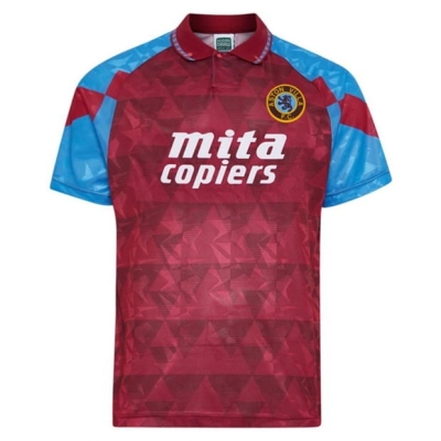 Score Draw Aston Villa Retro Home Shirt 90 Mens