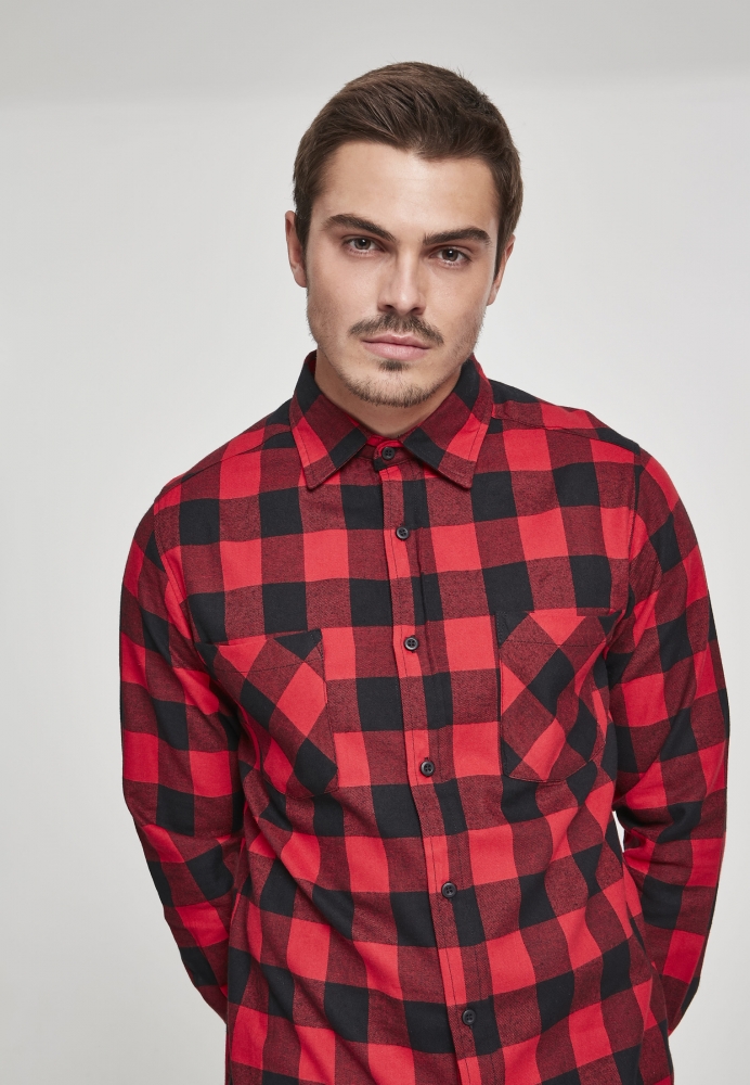 Tricou Side-Zip Long Checked Flanell Urban Classics