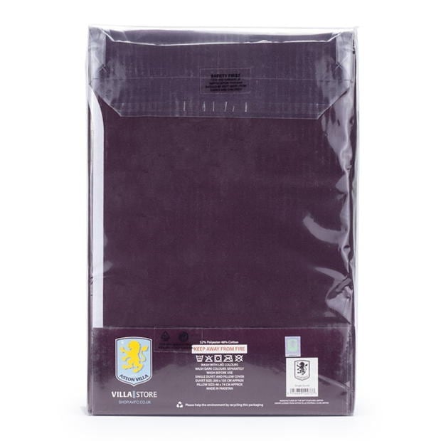 Team Aston Villa Officially Licensed Single Bedding Set Reversible (1 duvet cover 2 pillowcases)
