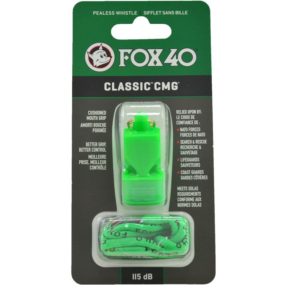 Whistle FOX 40 Classic CMG neon green with a string 9603-1408