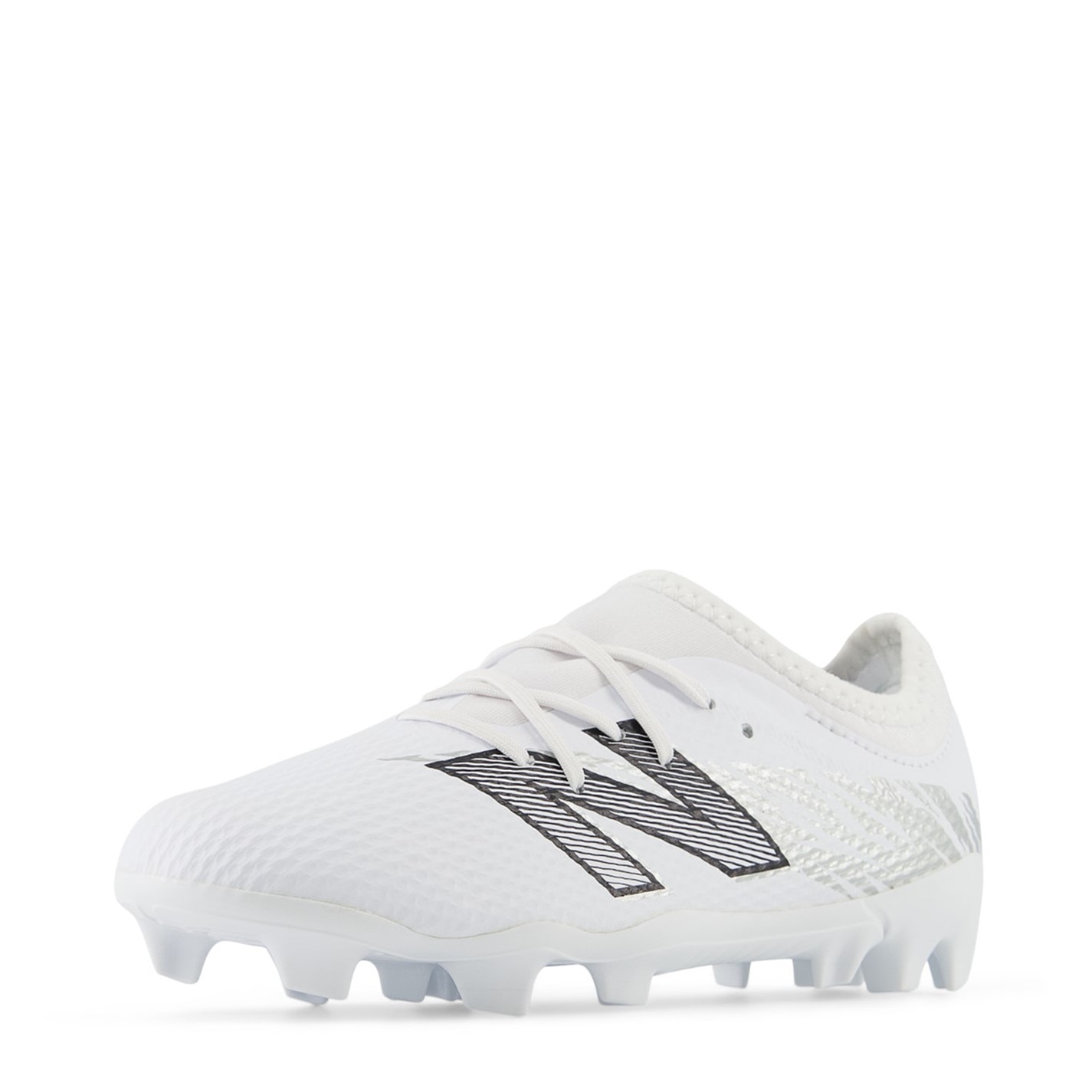 New Balance Balance Furon V8 White Silver Firm Ground Football Boots Boys