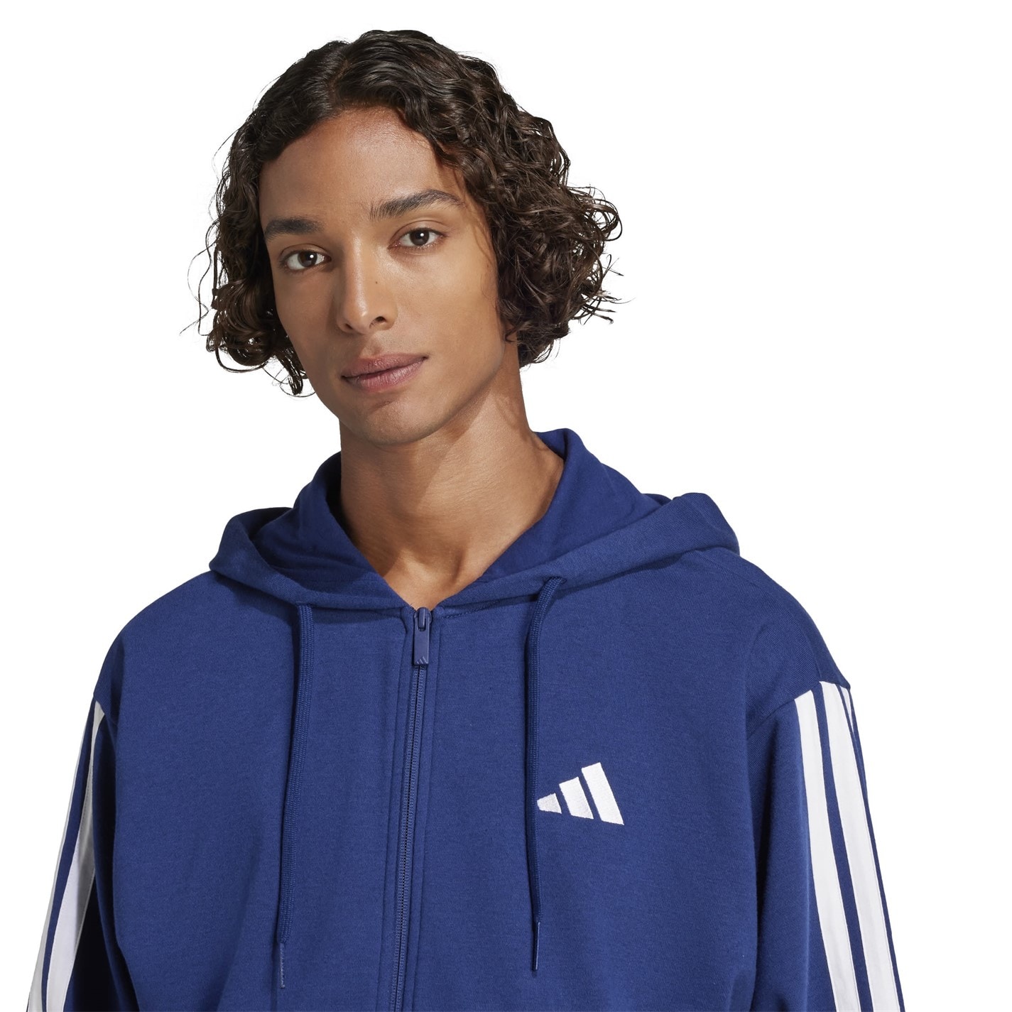 adidas Essentials French Terry 3-Stripes Zip Hoodie Mens