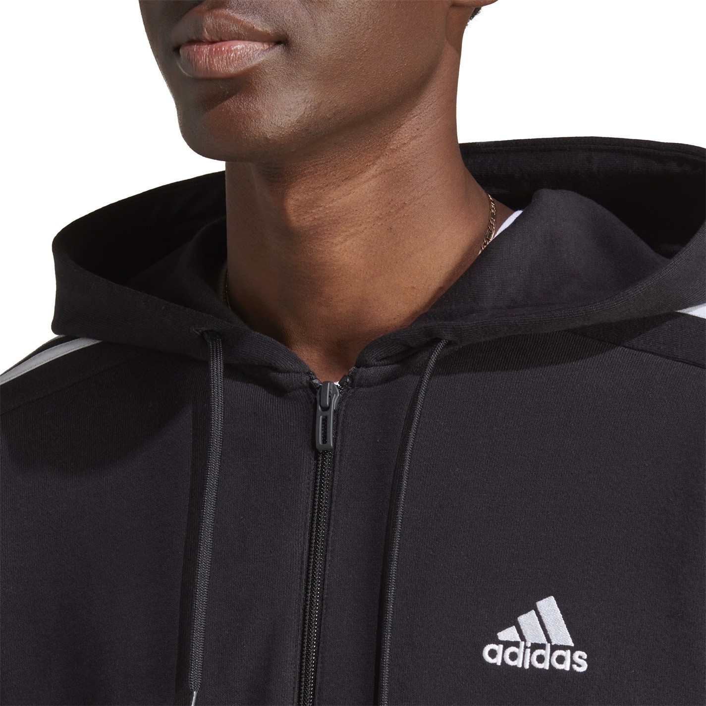adidas Essentials French Terry 3-Stripes Zip Hoodie Mens