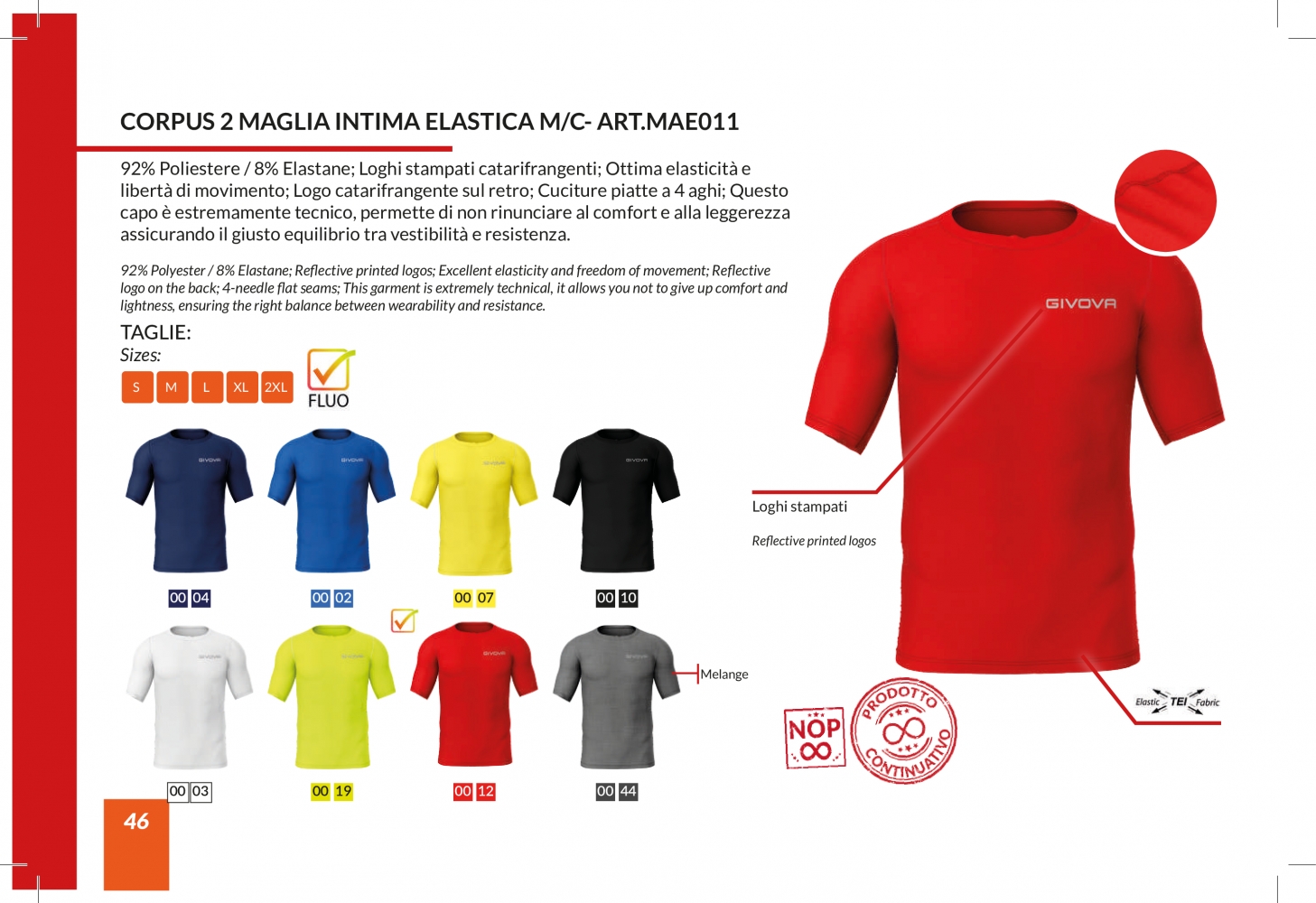 CORPUS 2 MAGLIA INTIMA ELASTICA M/C