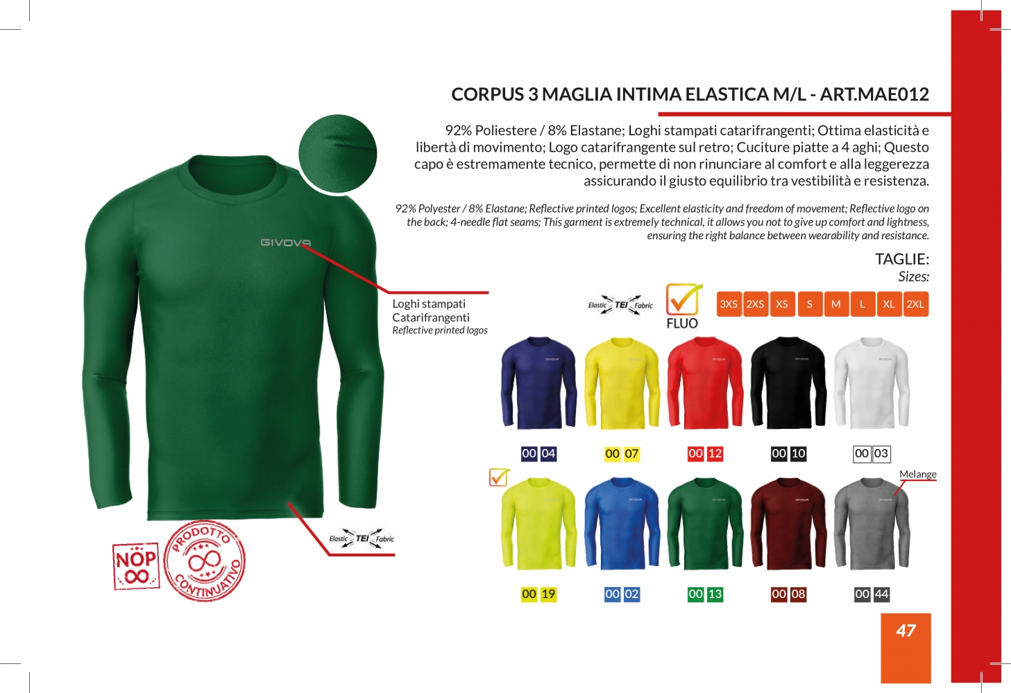 CORPUS 3 MAGLIA INTIMA ELASTICA M/L