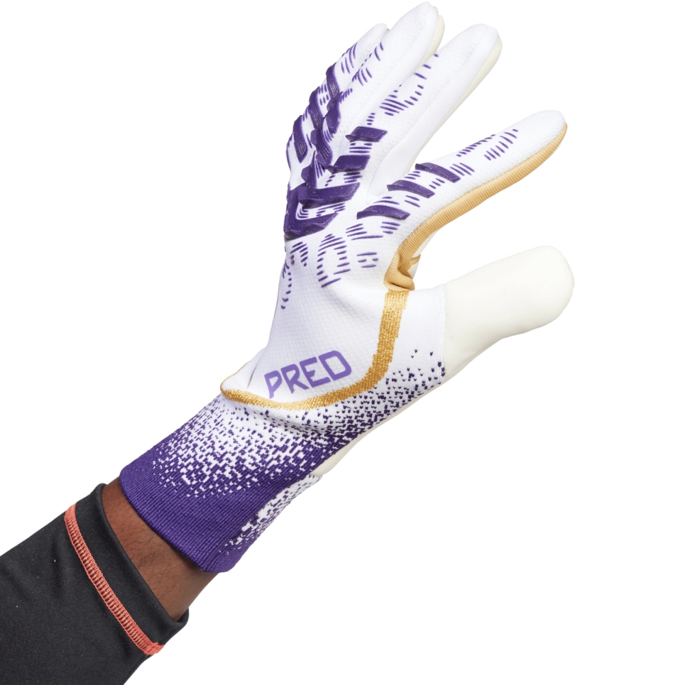 adidas Predator GL Pro goalkeeper gloves white and purple JZ5787