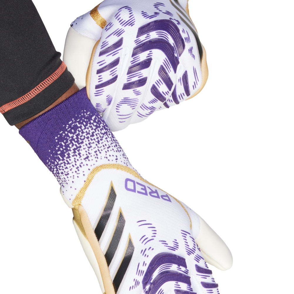 adidas Predator GL Pro goalkeeper gloves white and purple JZ5787