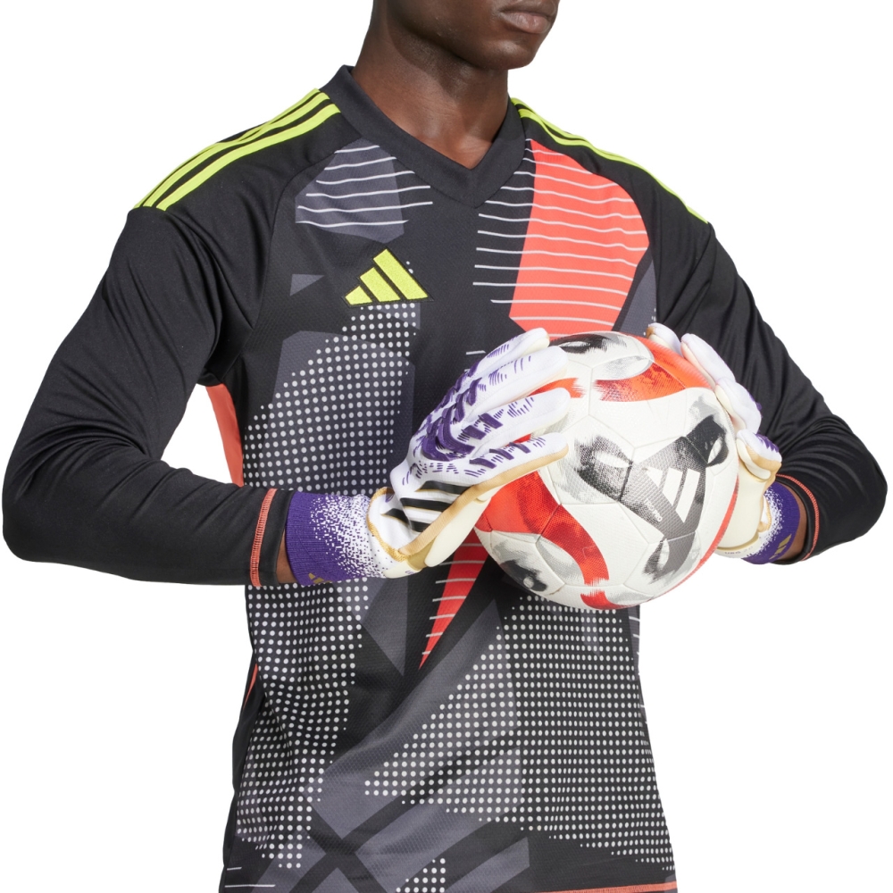 adidas Predator GL Pro goalkeeper gloves white and purple JZ5787