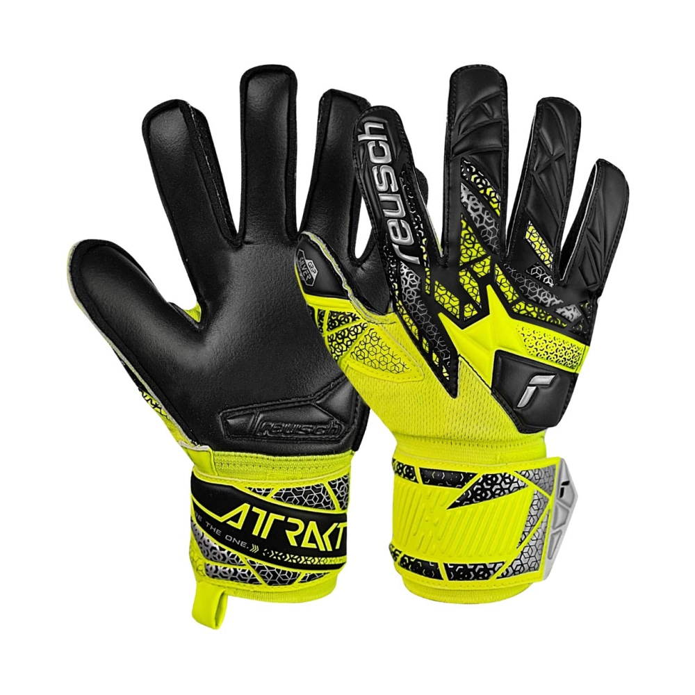 Reusch Attrakt Silver Junior goalkeeper gloves yellow-black 5572215 2025