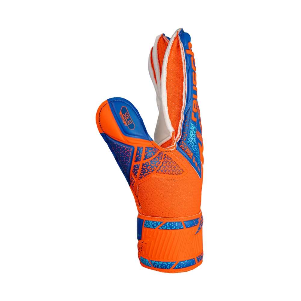 Reusch Attrakt Solid Finger Support Junior goalkeeper gloves blue-orange 5472510 2290