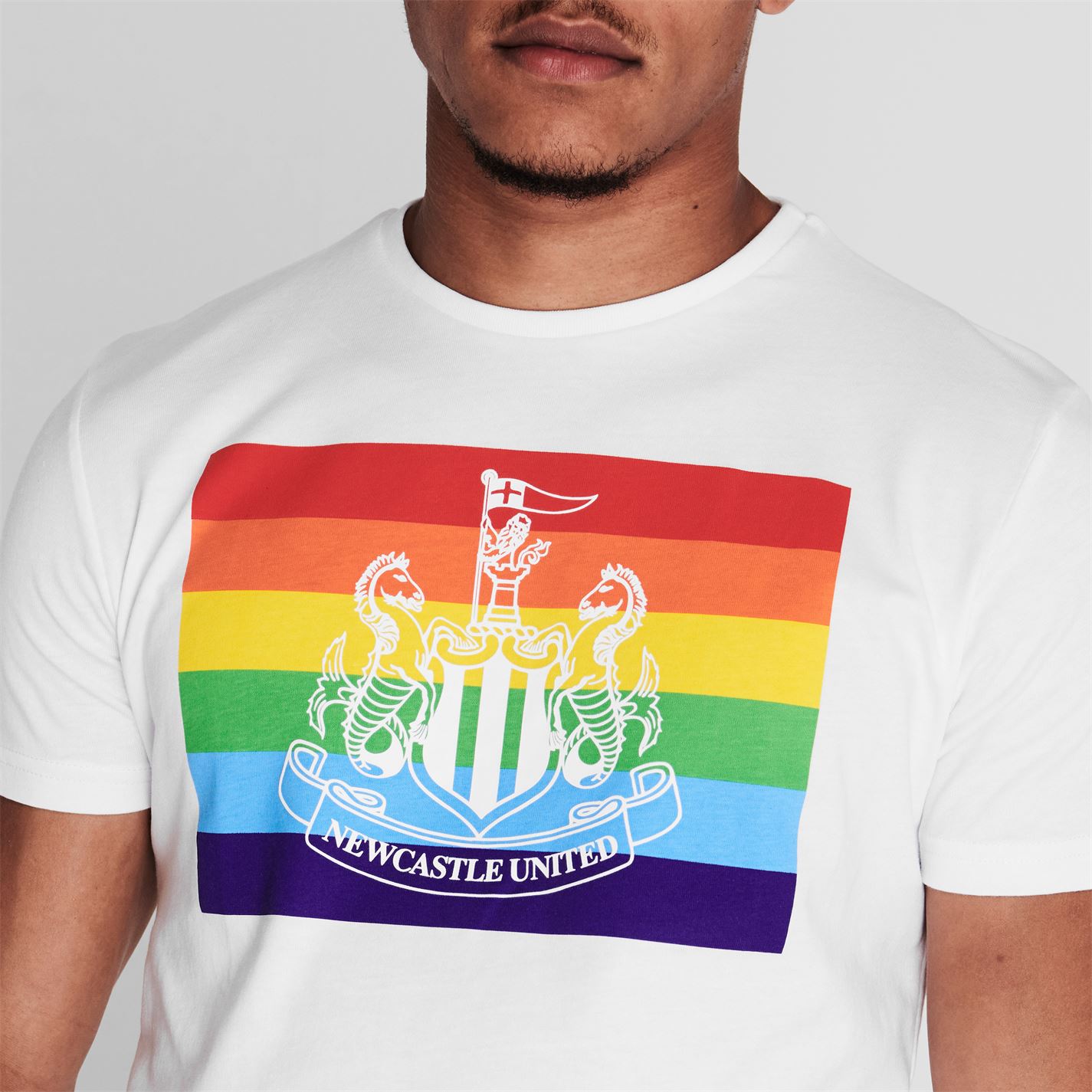 NUFC Rainbow Crest T Shirt Mens