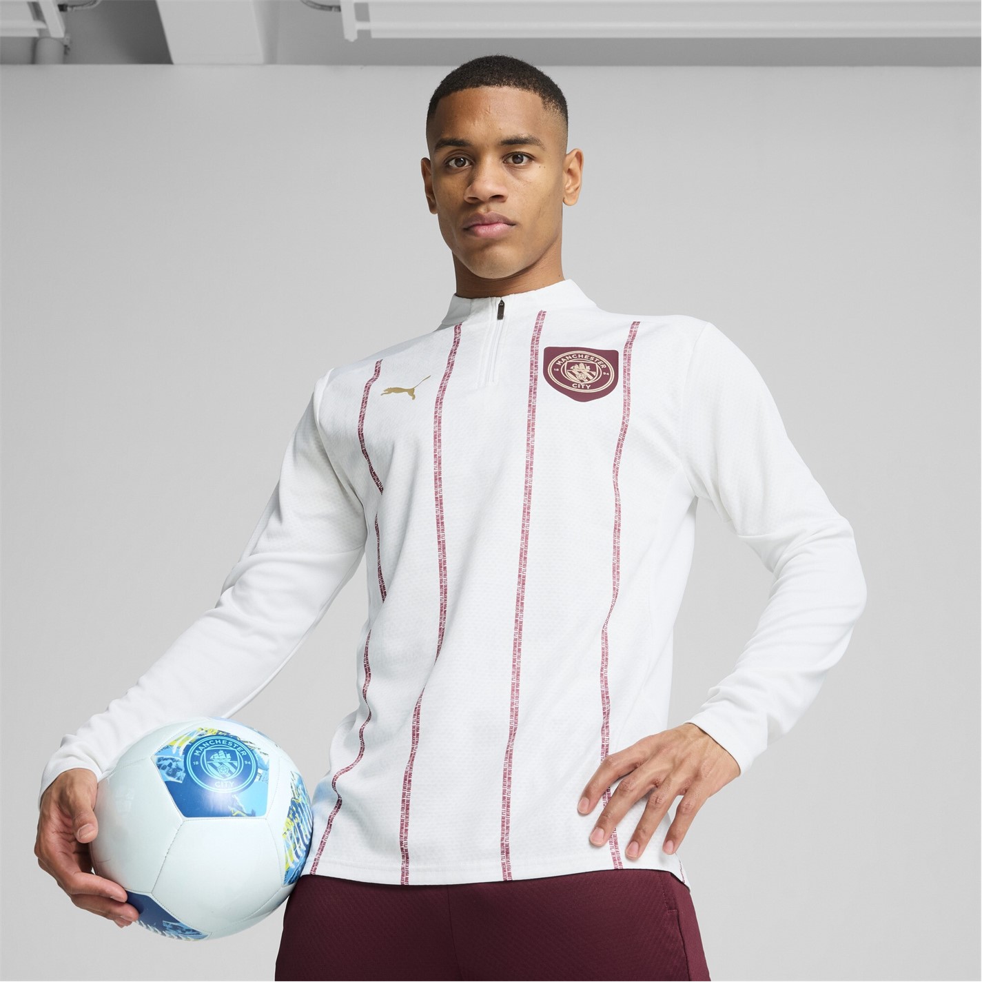 Puma Manchester City Pre Match quarter Zip Drill Top Adults