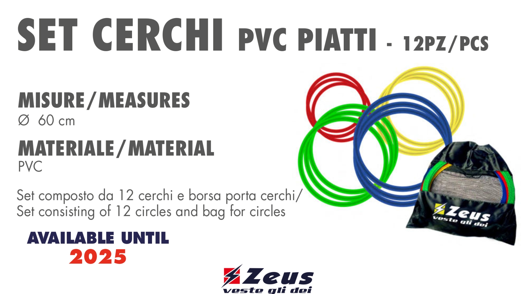 SET CERCHI PVC 60 CM PIATTI 12 PZ