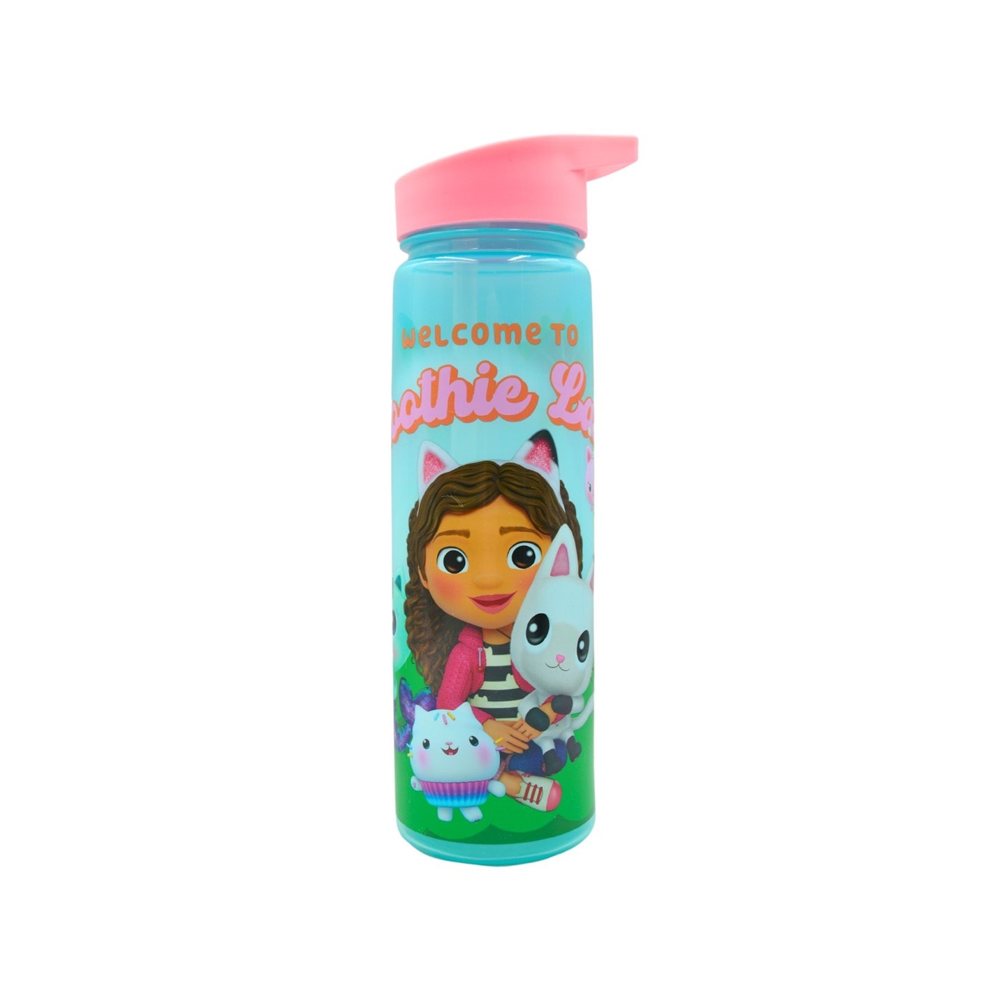 Gabbys Dollhouse Gabbys Dollhouse 600ml Water Bottle Flask With Straw