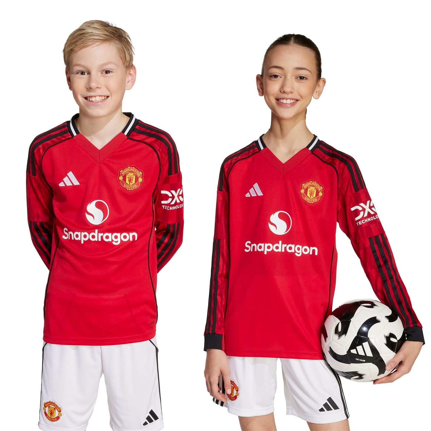 adidas Manchester United Long Sleeve Home Shirt 2025 2026 Juniors