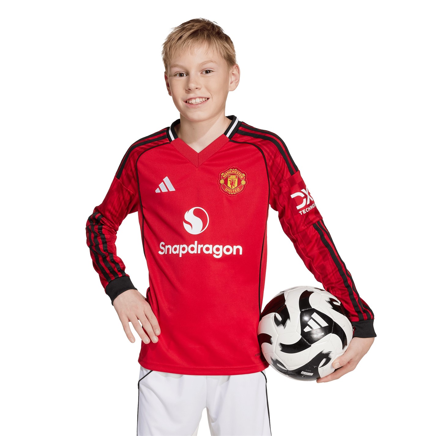 adidas Manchester United Long Sleeve Home Shirt 2025 2026 Juniors