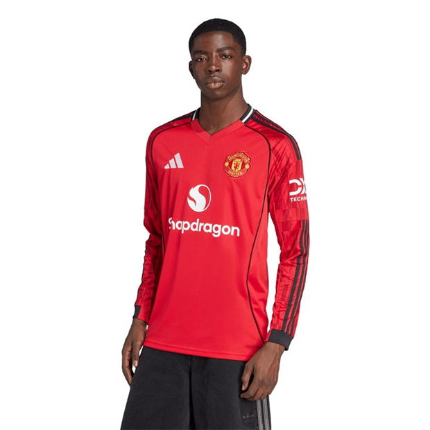 adidas Manchester United Long Sleeve Home Shirt 2025 2026 Adults