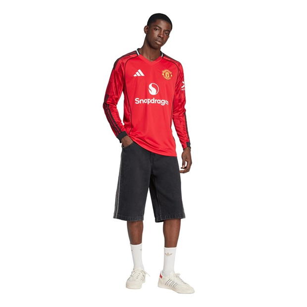 adidas Manchester United Long Sleeve Home Shirt 2025 2026 Adults